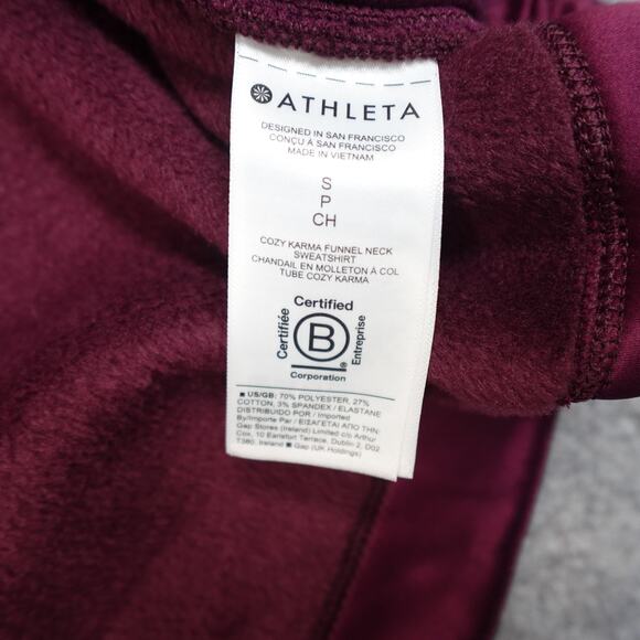 Athleta Sweater Womens Small Cozy Karma Funnel Neck Spiced Cabernet Athleisure - Picture 3 of 12